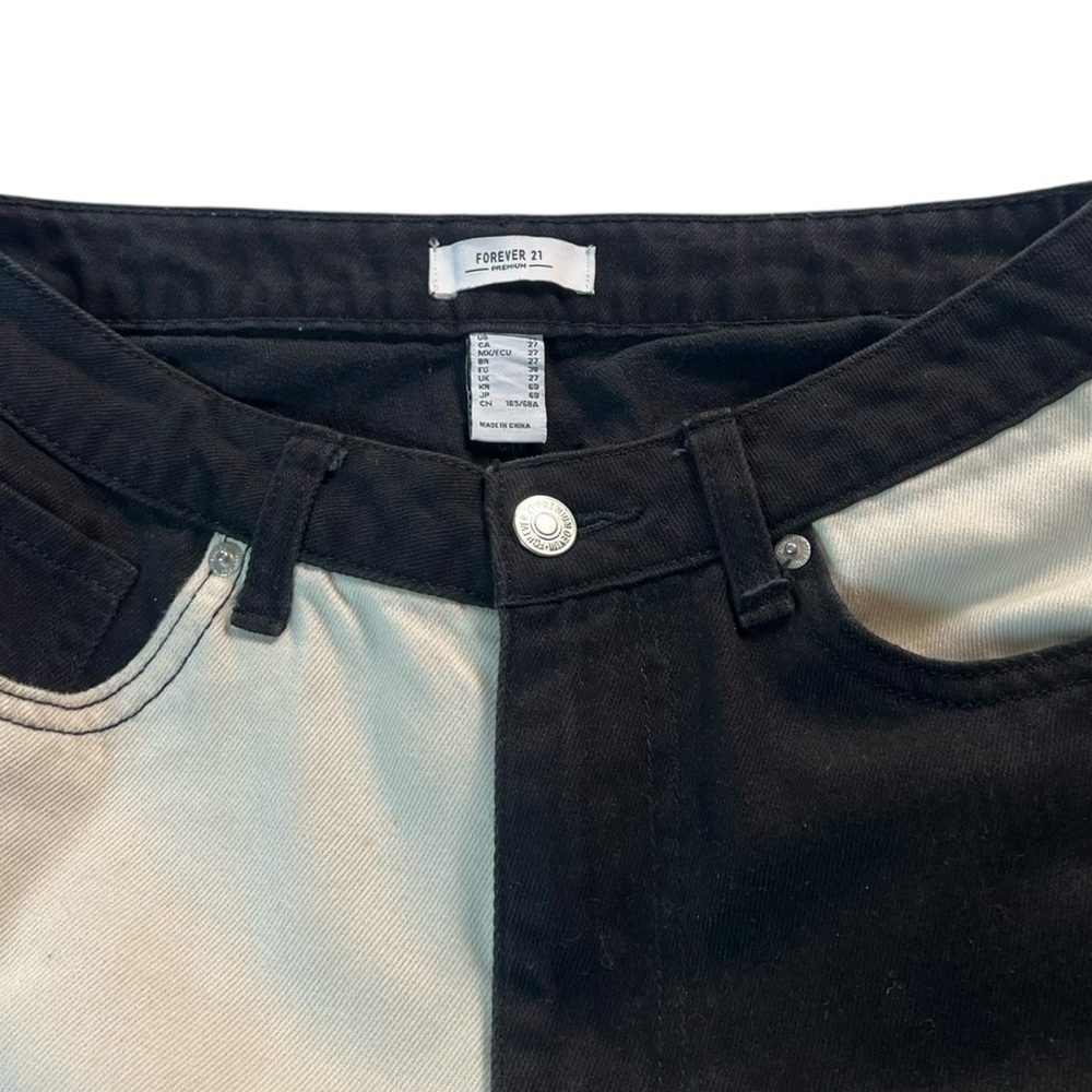 Forever 21 Premium High Rise Wide Leg Color-block Denim Jeans Size 27 - Picture 10 of 10
